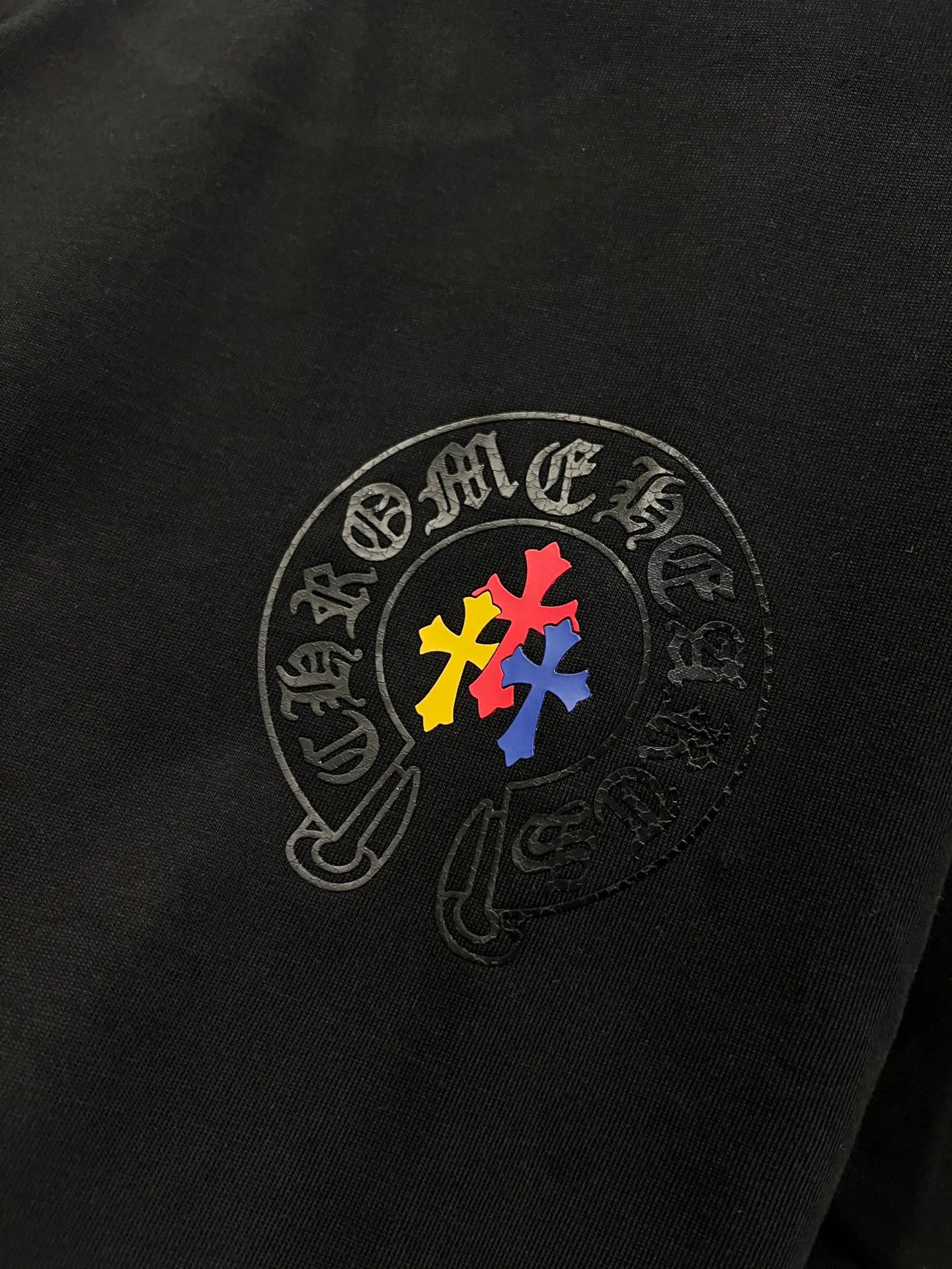 🅿️190 CH Crow 2025 Autumn and Winter New Short-sleeved T-shirt Horseshoe Sanskrit word craft Cross foam craft design The real thing is great🔥Same style for men and women, loose version Size S M L XL XXL Five sizes black white